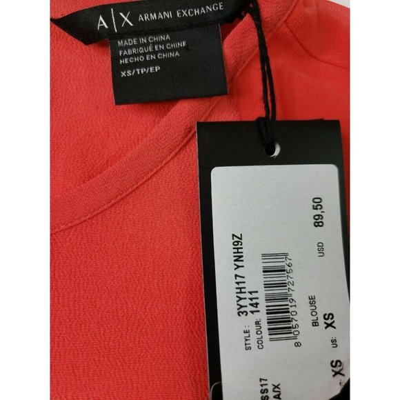 Armani Exchange Women Red Short Sleeve Blouse Top size XS NEW - Picture 4 of 12